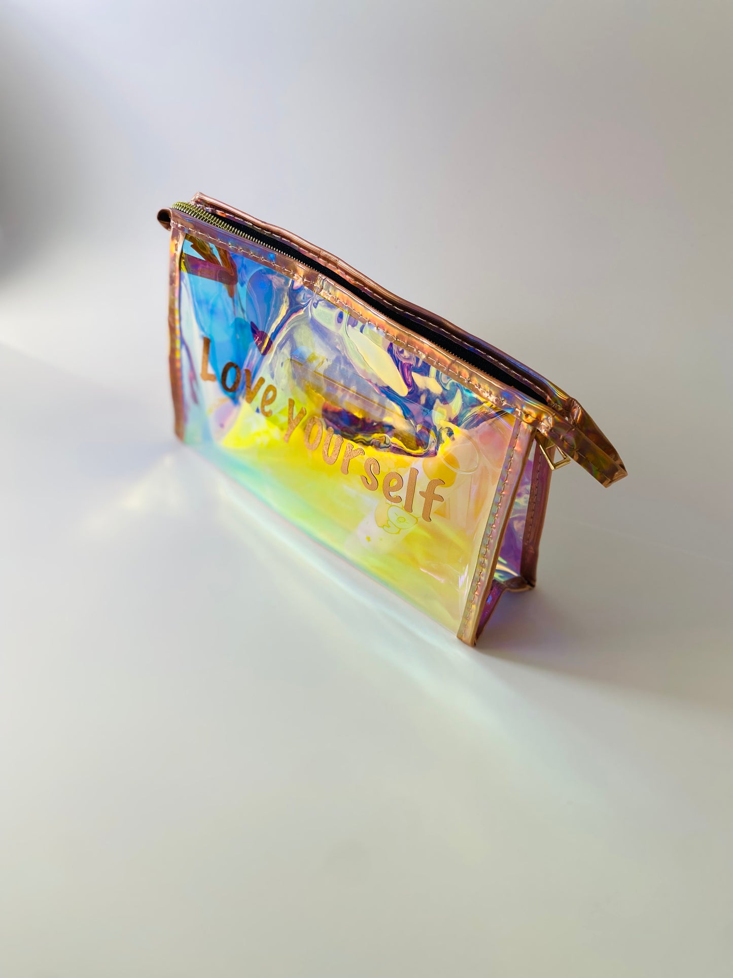 Love yourself - holographic cosmetic bag